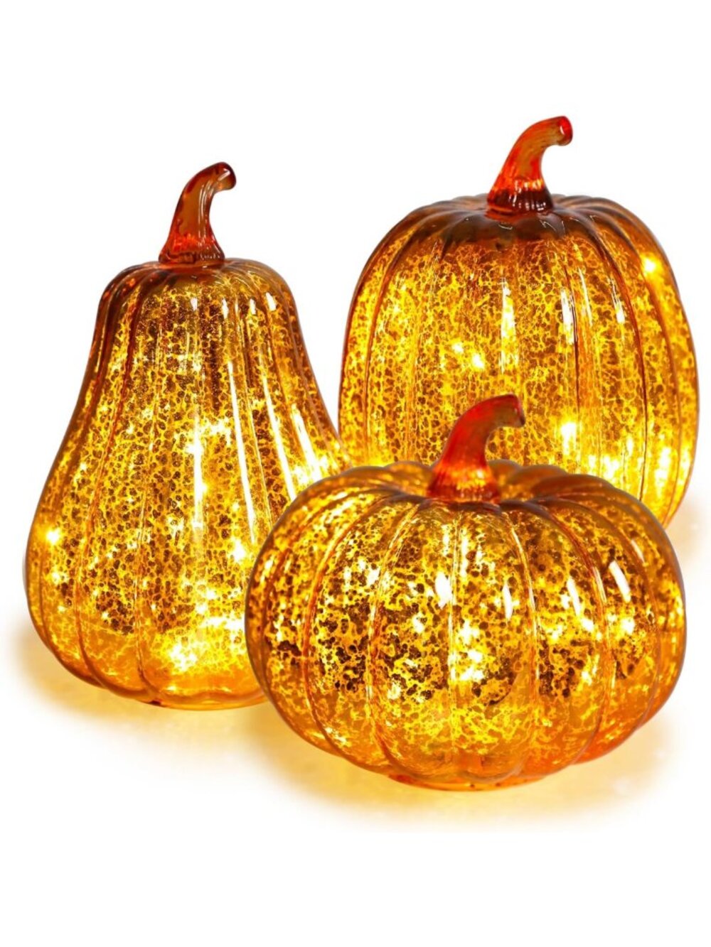 Mercury Glass Pumpkin Lights - Fall Porch Decor, Halloween Holiday Gift Idea